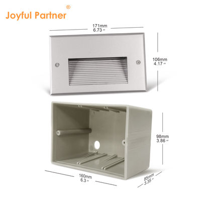 ไฟขั้นบันได LED SMD 3W ทรงสี่เหลี่ยมผืนผ้าใหม่ ขนาด 170*106 มม. AC100-240V IK10 สำหรับภายนอก สีขาว