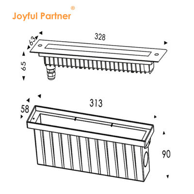 หลอด Led Linear Underwater Lamp 316 ผนังด้านหน้าจากสแตนเลส IP68 ไฮลูเมน 328 มม ความยาวสําหรับน้ําตก