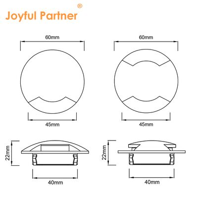 Side Emitting Recessed Inground Light Round Low Voltage 1W 3000k IP67 Die Cast Aluminum