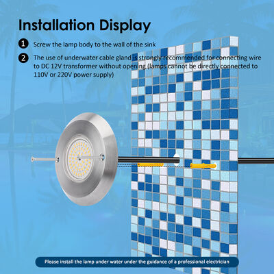 6W Ultra Slim Underwater PAR56 Pool Lamp SMD LED 2835 กันน้ํา 110x34MM DC12V/AC12V
