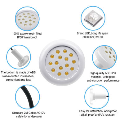 AC12V สระว่ายน้ํา แสง RGB ใต้น้ํา 6W SMD5050 PC บ้านตกแต่งด้วย 18 คีย์ ระยะไกล