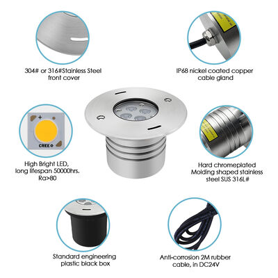 ไฟหัวฉีดน้ำพุสระน้ำ สแตนเลสสตีล 316L RGBW 4in1 DMX สำหรับน้ำพุขนาดเล็ก