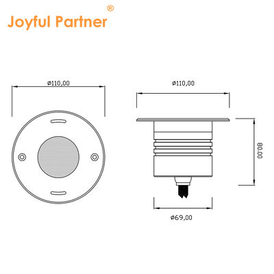 โคมไฟ LED ใต้น้ำแบบฝัง 4*2.5W RGB3in1 DMX 24 โวลต์ IP68 ตัวเครื่องสแตนเลส