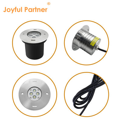 โคมไฟ LED ใต้น้ำแบบฝัง 4*2.5W RGB3in1 DMX 24 โวลต์ IP68 ตัวเครื่องสแตนเลส