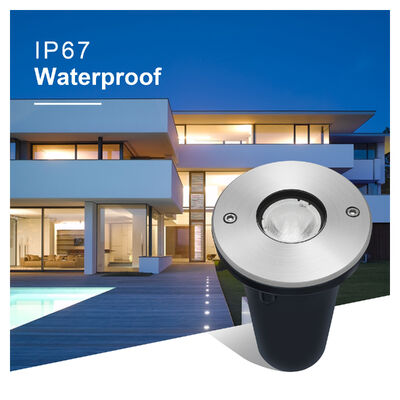แสงไฟ LED ที่ถูกฝังในพื้น IP67 1W 3W DIA67MM DC24V ดินที่ซึมกันน้ําสําหรับสวนกลางแจ้ง