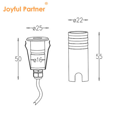 LED Uplight 316 เสาเหล็กไร้ขัด Cover อลูมิเนียม หลอดกระจกกระจก tempered IP67 1W อบอุ่น ขาว 3000K