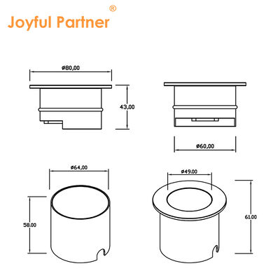 ไฟส่องพื้นแบบโพลาไรซ์ 4W DC12V 24V มุมลำแสง 30*40 องศา ระดับ IK 08 ตัวเรือนอลูมิเนียมบริสุทธิ์ 6063#