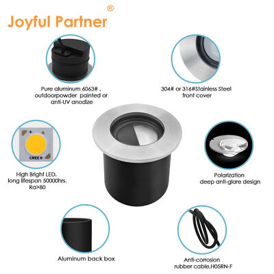 ไฟ LED ฝังดิน ดีไซน์ป้องกันแสงสะท้อน ตัวเรือนอลูมิเนียมบริสุทธิ์ 6063# กำลังไฟ 4W LED สีวอร์มไวท์