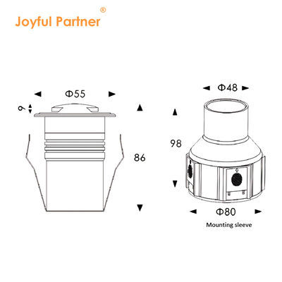 ด้านดู LED ไฟพื้น 24VDC 2W 3W LED ด้วยการรับรอง CE ROHS DIA55MM