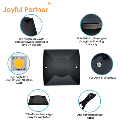 แสงพื้นหลังคัน ultra-thin IP67 กันน้ํา 1W 3W DC12V 24V IK Rate 08 สําหรับทางระเบียง