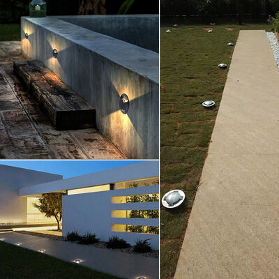 ไฟฝังดินแบบส่องออกด้านข้าง ฝาครอบสแตนเลส 10W OSRAM SMD เส้นผ่านศูนย์กลาง 172 มม. พร้อมปลอกยึด ABS