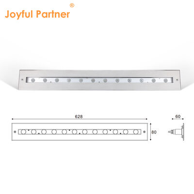 ไฟเส้นใต้น้ำ DC12V สแตนเลส 316 DMX 512 RGB 12W 24W ความยาว 628 มม. สำหรับน้ำตก