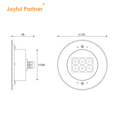 ไฟ LED ฝังใต้น้ำสำหรับสระว่ายน้ำ DC24V โรงงาน OEM ODM สแตนเลส 316 เส้นผ่านศูนย์กลาง 170 มม.