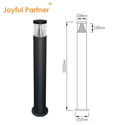 LED Bollard Light AC220V DC24V Cylindrical Shape Bridgelux LED 3000K DIA108MM Premium Aluminum For Lawn Pathway