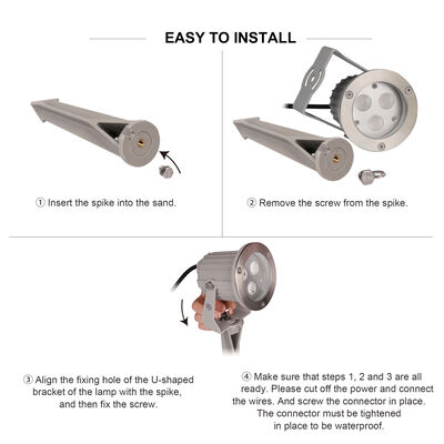 IP65 LED สวนจุดแสง อลูมิเนียม GU10 หลอด 0.5M สายไฟสําหรับการสว่างทางภายนอก