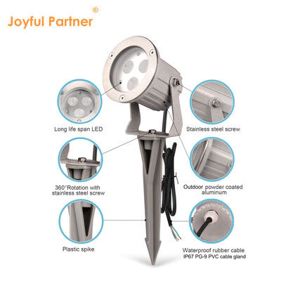 IP65 LED สวนจุดแสง อลูมิเนียม GU10 หลอด 0.5M สายไฟสําหรับการสว่างทางภายนอก