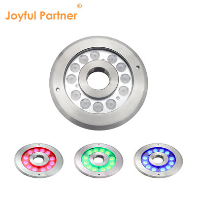 ไฟน้ำพุ LED DMX 512 แบบฝัง IP68 12W 24W RGB สแตนเลสสตีล เจ็ทน้ำ