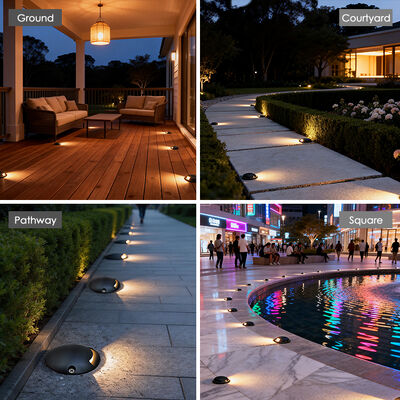 ไฟ LED ใต้ดิน 1W มาตรฐาน IP65 สำหรับพื้นระเบียง, ขั้นบันได, ทางรถยนต์, ไฟส่องขึ้น 12V สำหรับใช้บนถนน